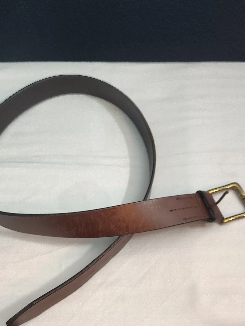 Timberland Brown Leather Belt with Brass Buckle